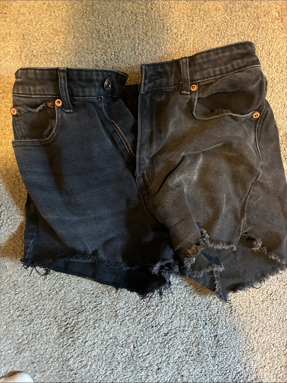 American Eagle Outfitters Black Distressed Cutoff Jean Shorts